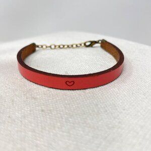 Laurel Denise Leather Bracelet Love Heart Minimalist Simple Dainty Stacking Pink